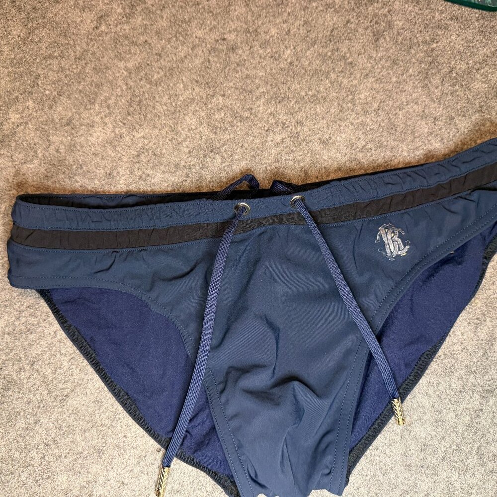 Roberto Cavalli Men’s Swim Brief – Navy – Size X-Small (9/10)